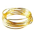 Alex and Ani | Yellow Gold Set of 7 Expandable Wire Bangles Thick Smooth