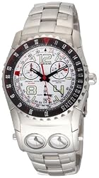 Chase-Durer Men's 220.9WW6-BR21 Trident FCX 2 Alarm Chronograph White Dial Watch