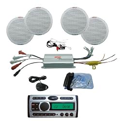 Pyle Mega CD/MP3 Audio & Speakers Package for Boat/Car/Truck/SUV -- PLCDMR97 1.5-Din AM/FM Receiver CD/CDR/MP3/AM-FM Marine Grade Player + PLMRKT4A 4 Channel Waterproof MP3/ iPod Amplified 6.5'' Marine Speaker System.
