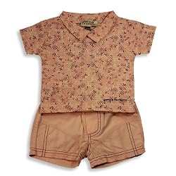 Sophie Catalou - Newborn And Infant Girls Short Sleeve Short Set, Pink, Brown