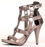 GLADIATOR! Strappy STUDDED Gray Gun Metal Dress Sandals Shoes