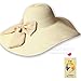 Funnywe Fashion Straw Derby Cap Womens Flax Bow Wide Large Brim Summer Beach Sun Hat Navy
