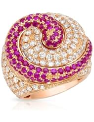 14K Rose Gold 3.79 CTW Color G I2 Diamond and 2.22 CTW Ruby Women Ring. Ring Size 7. Total Item weight 12.6 g.