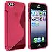 iPhone SE Case, Insten TPU Rubber Skin Case Cover compatible with Apple iPhone 5SE / 5S /5, Clear Hot Pink S Shape
