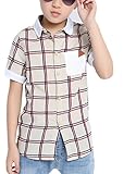 (コ-ランド) Co-land 子供服 男の子 シャツ 半袖 ワイシャツ 格子縞 チェック柄 キッズ用 ベビー ボーイズ ジュニア 男児 トップス カジュアル 夏着 オフホワイト 110