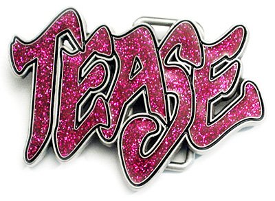 TEASE Belt Buckle Graffiti Brand Pink Glitter Burlesque