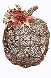 GKI Bethlehem Lighting 12-Inch 18-Light Twig Rattan Pumpkin, Battery Operated