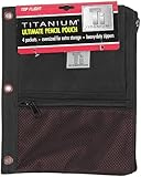 Top Flight Titanium Zipper Pencil Pouch with 4 Pockets, 8.125 x 9.75 Inches, 1 Pouch, Black/Red (4511636)
