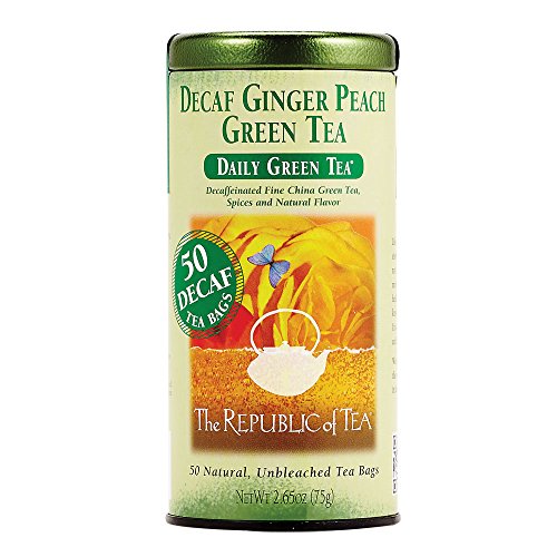 The Republic Of Tea Decaf Ginger Peach Green Tea, 50 Tea Bags, Spicy Ginger Tea Gourmet Blend