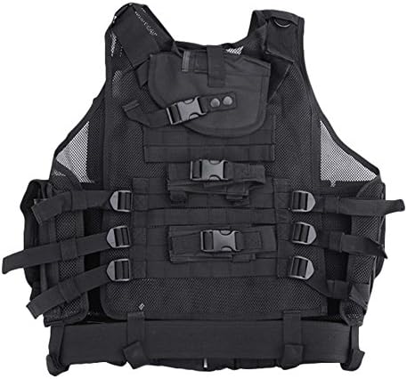 Hotouch Tactical Vest Black for Hunting, Field Survival, Training with Pistol/Tool Holst