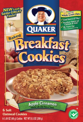 Quaker Breakfast Cookies Oatmeal Apple Cinnamon, 6-Count Boxes (Pack of 6) by Quaker