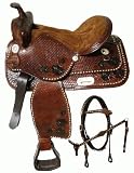 DOUBLE T Western Pleasure Saddle Set with Bridle & Breast Collar