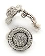 Silvertone Clear Rhinestone Button CLIP-ON Earrings Fashion Jewelry