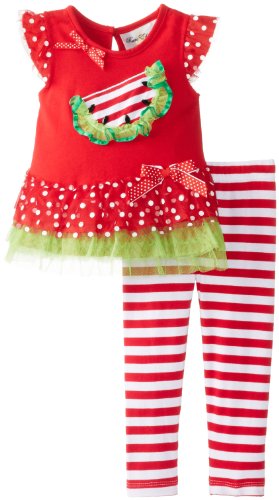 Rare Editions Baby Baby Girls' Red Stripe Legging Set
