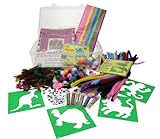 Bumper Children’s Craft and Collage Kit – Everything you need to make Exciting Pictures! Contains Koloroll, Animal Stencils, Sea Life Stencils, Bright Tissue, Feathers, Glitter Phials, Bright Spotty Feathers, Wiggly Eyes, Pom Poms, Pipe Cleaners Bright, and a Clear Plastic Storage Case.