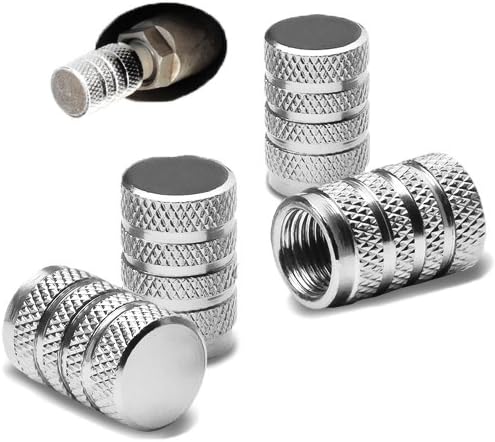 Oneself (TM) Platinum Silver Aluminum Custom Series (4 Pack - Metal 3 Ring Diamond Design) Valve Stem Cap Seal for Bicycle, Motorcycle, Car and Truck Tires (High Quality Anodized Metal Tyre Cap + Durable Metal Threads + Powder-Coated Finish for Rust and Tarnish Proof Durability + Oneself (TM) Lifetime Warranty + Sealed in Oneself Approved Packaging Only) "ADDITIONAL DETAILS: This product comes with metal threads allowing for easy installation helping to prevent cross threading"