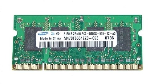 SAMSUNG MEMORY M470T6554EZ3-CE6 512MB 667MHz - DDR2 PC2-5300S-555-12-A3 SO-DIMM