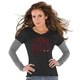 NBA Touch by Alyssa Milano Chicago Bulls Ladies Black Double V Tri-Blend Premium T-shirt (X-Large)