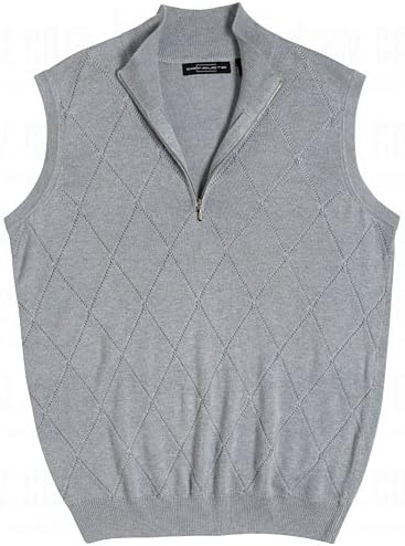 Mens Tonal Argyle Half-Zip Vests X-Large Platinum