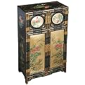 Asian Floral Cabinet - Black/ Gold