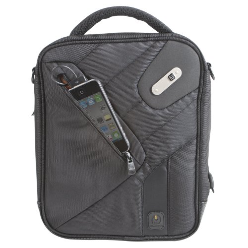 Powerbag Tablet Messenger Bag with Battery for Charging Tablets, Smartphones and eReaders, Black (RFAP-0088F)