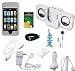 10 In 1 Accessory Bundle Combo for Apple Ipod Touch 2nd Generation and 3rd Generation 8GB 16GB 32GB: Clear/White Silicone Skin Case Cover, USB 2in1 Data Sync Cable, Car Charger, Wall / Travel / AC Adapter Charger, 3.5mm Stereo Headset, Belt Clip, Armband, Portable Foldable Speaker Dock, LCD Screen Protector and Light Blue Fishbond Style Keychain