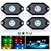 Nilight RGB LED Rock Lights Kit, 4 pods Underglow Multicolor Neon Light Pod with Bluetooth App Control Flashing Music Mode Wheel Well Light for Truck ATV UTV RZR SUV