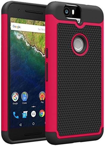 Nexus 6P Case - CAISEDO(TM)[Anti Drop] Hard Polycarbonate + Silicone Protector Bumper Cover for Google Nexus 6P by Huawei 5.7 Inch Smartphone 2015 [C024B2]Hot Pink