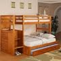 Honey Twin Full Staircase Ranch Bunk w/ Trundle: Desk Hutch & Chair, TV Stand