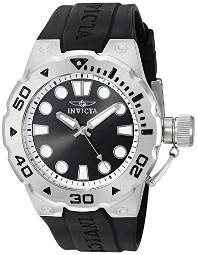 Invicta Men's 'Pro Diver' Swiss Quartz Stainless Steel and Polyurethane Automatic Watch, Color:Black (Model: 16132)