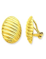 14K Yellow Gold Clip On Basket Weave Earrings New