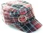 2991RCD Burgundy Black Plaid Wool Conductor Military Cadet Hat for Women