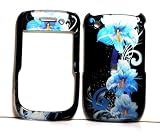 Blue Glacier Flower Design Snap on Hard Skin Faceplate Cover Case for Blackberry Curve 8520 8530 in RETAIL PACKAGE