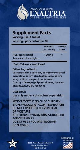 Exaltria Is Nature's Answer to Wrinkle-free Skin. This Innovative, Dietary Supplement Hydrates From Within to Increase the Glossiness, Elasticity and Youthful Glow of Your Skin. 30 Count Pills.