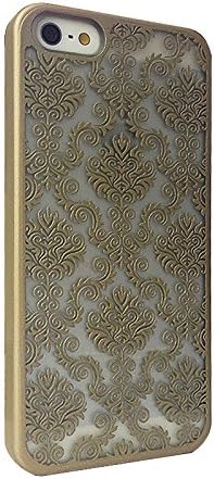For iPhone 5 and iPhone 5S case, Elegant Embossment Design Pattern Rubber Coating Ultra Slim Fit Hard Case Cover By Obring (TM) (Palace-champagne)