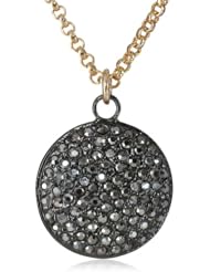 Devon Leigh Hematite Diamond Illusion Gun Metal Coin Necklace, 17"