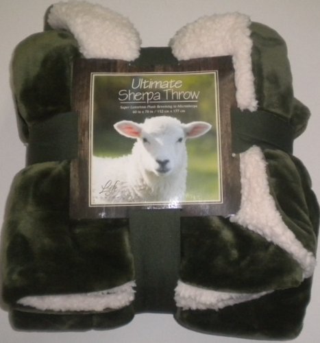Ultimate Sherpa Throw Blanket Green Reversible Cream 60