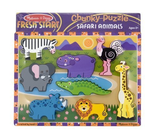 Buy Now at Amazon.com: Melissa & Doug Deluxe Wooden Safari Chunky Puzzle