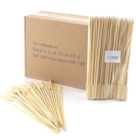 1,000 Piece Box of 10.6 Paddle Style Bamboo Skewers, 10bags X 100pc bag by 