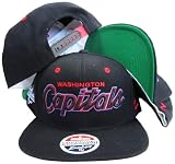 Washington Capitals Black Script Snapback Adjustable Plastic Snap Back Hat / Cap