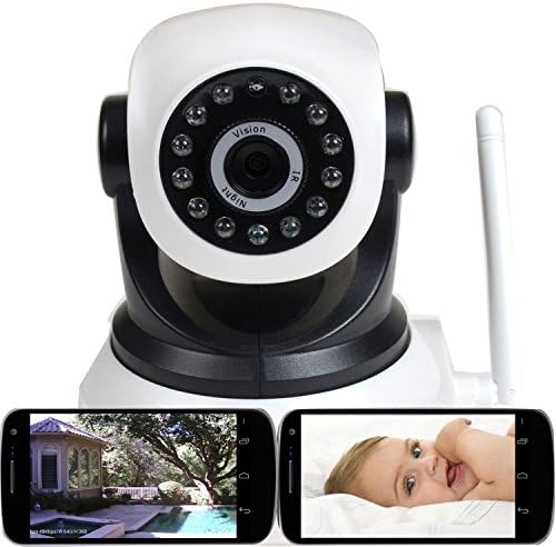 VideoSecu Wireless IP Video Audio Baby Monitor Day Night Vision Security Camera with Pan Tilt Wi-Fi for iPhone, iPad, Android Phone or PC Remote View IPP105W 1U2