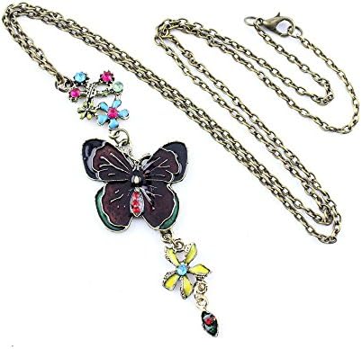 1 PCS Necklace Pendent XL0144 Butterfly Ladybird Flower Decoration Woman Jewelry Costume Choker Retro Bronze