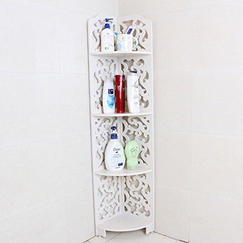 SULLI 4 Tier Small Corner Display Rack Multipurpose Shelving Unit,White