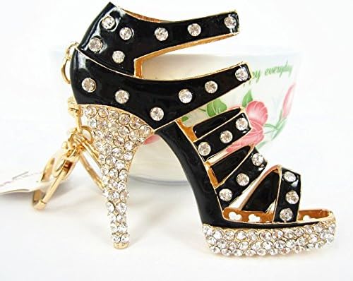 Shoe Black High-Heel Charm New Pendant Charm Crystal Purse Bag Keyring Key Chain