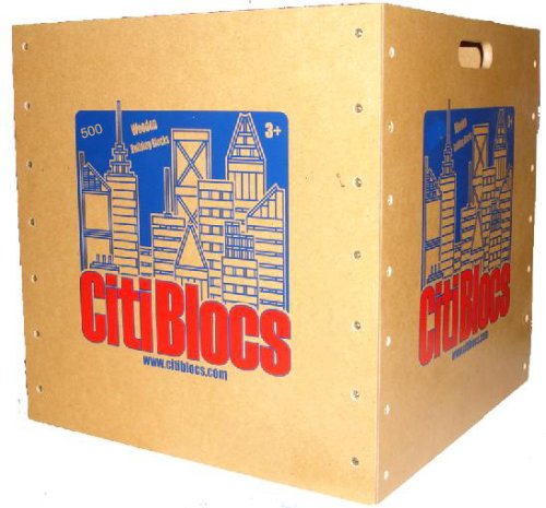 CITIBLOCS Original Wooden Building Block Set - 500 Piece With Wooden Storage Box