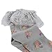 Deer Mum Lady Floral Pattern Soft Cotton Lace Crew Socks 5 Pairs (set1)