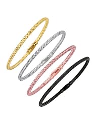 Sterling Silver Basketweave Wheat Bracelets - White, Yellow, Pink, Black