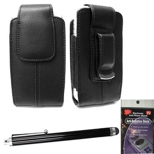 Vertical Leather Case with Magnetic closure with belt clip and belt loops for LG A380. Comes with stylus pen and Radiation Shield.