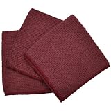 Eurow Microfiber Waffle Weave Dish Cloth (3-Pack, Burgundy)