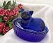 Cobalt Blue Glass Cat Lid Dish